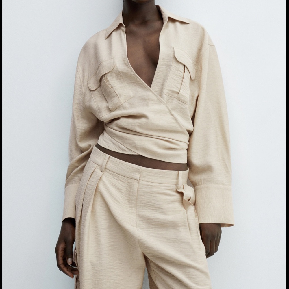 Mango Double-breasted shirt with pockets size 6 NWT